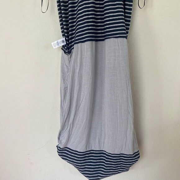 ATHLETA EMBER NAVY BLUE GRAY STRIPE RACERBACK SUPPORT TANK DRESS Womens Sz Small - Picture 7 of 12